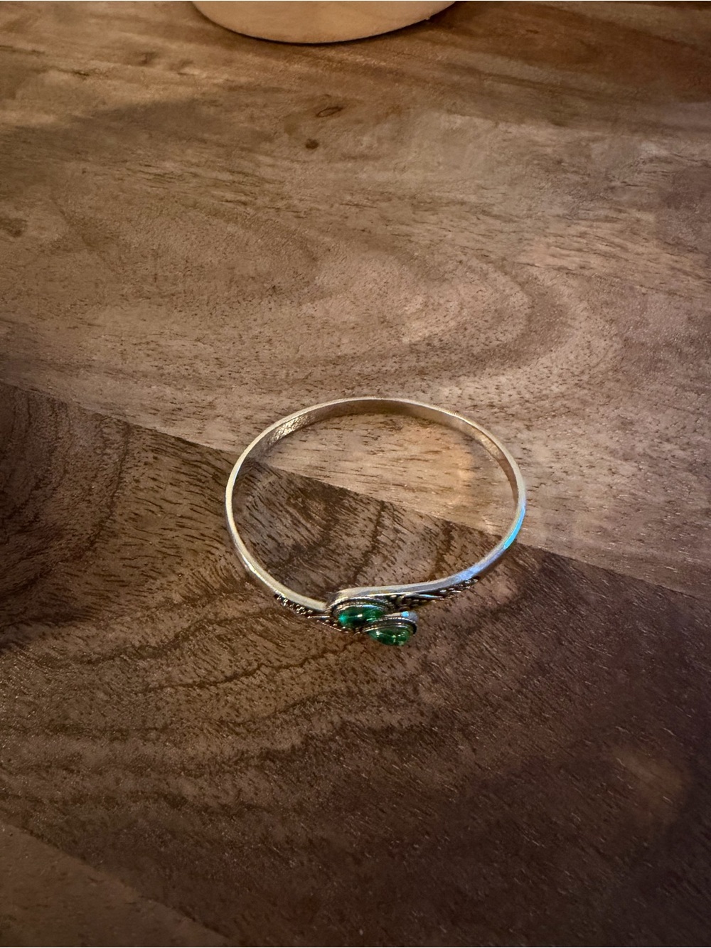 Silver-Tone Green Teardrop Cuff Bracelet - Women Jewelry - Picture 2 of 4